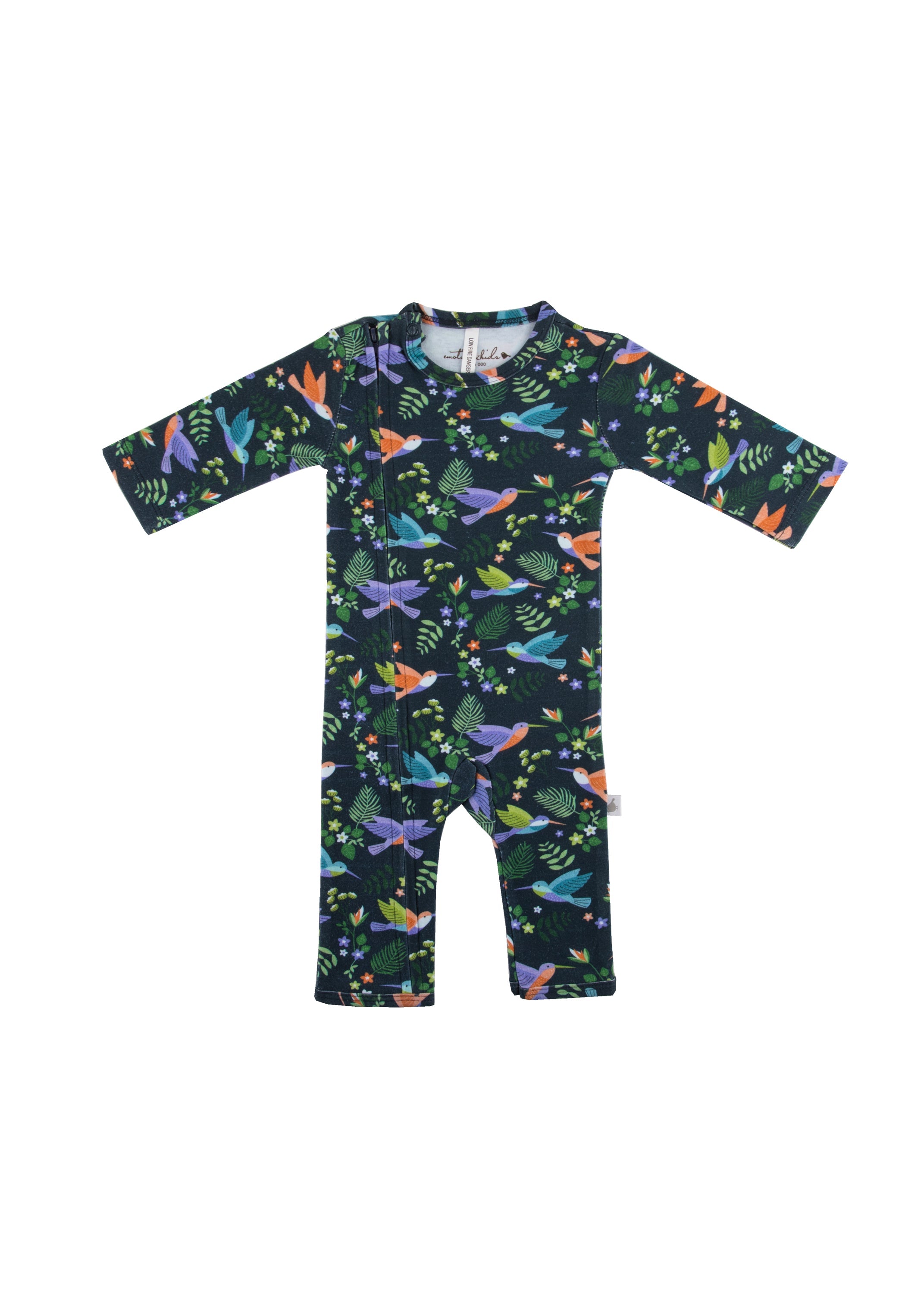 Hummingbirds Organic Cotton Long Leg Romper