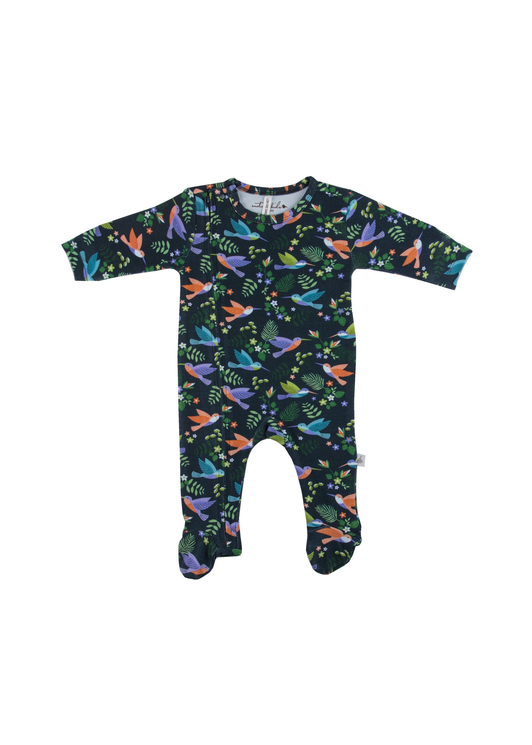 Hummingbirds Organic Cotton Zip & Footed Outfit