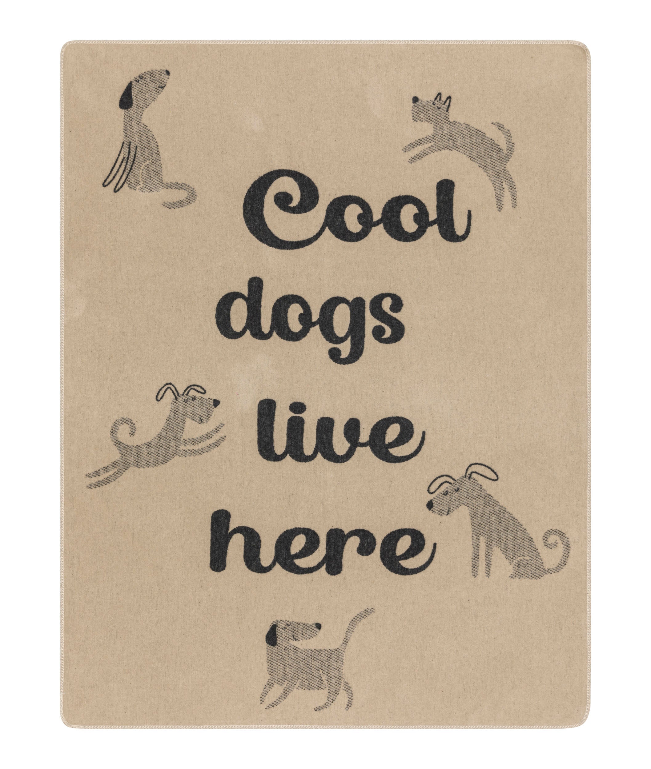 Ecru Cool Dogs Live Here Blanket 100 x 140 cm