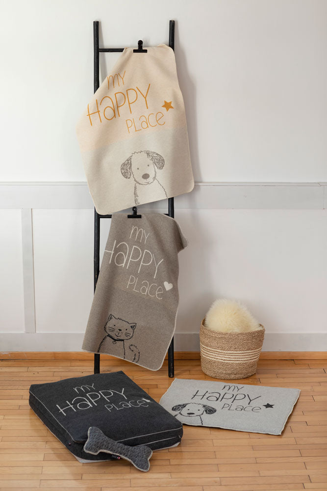 Grey My Happy Place Pet Blanket 70 x 90 cm