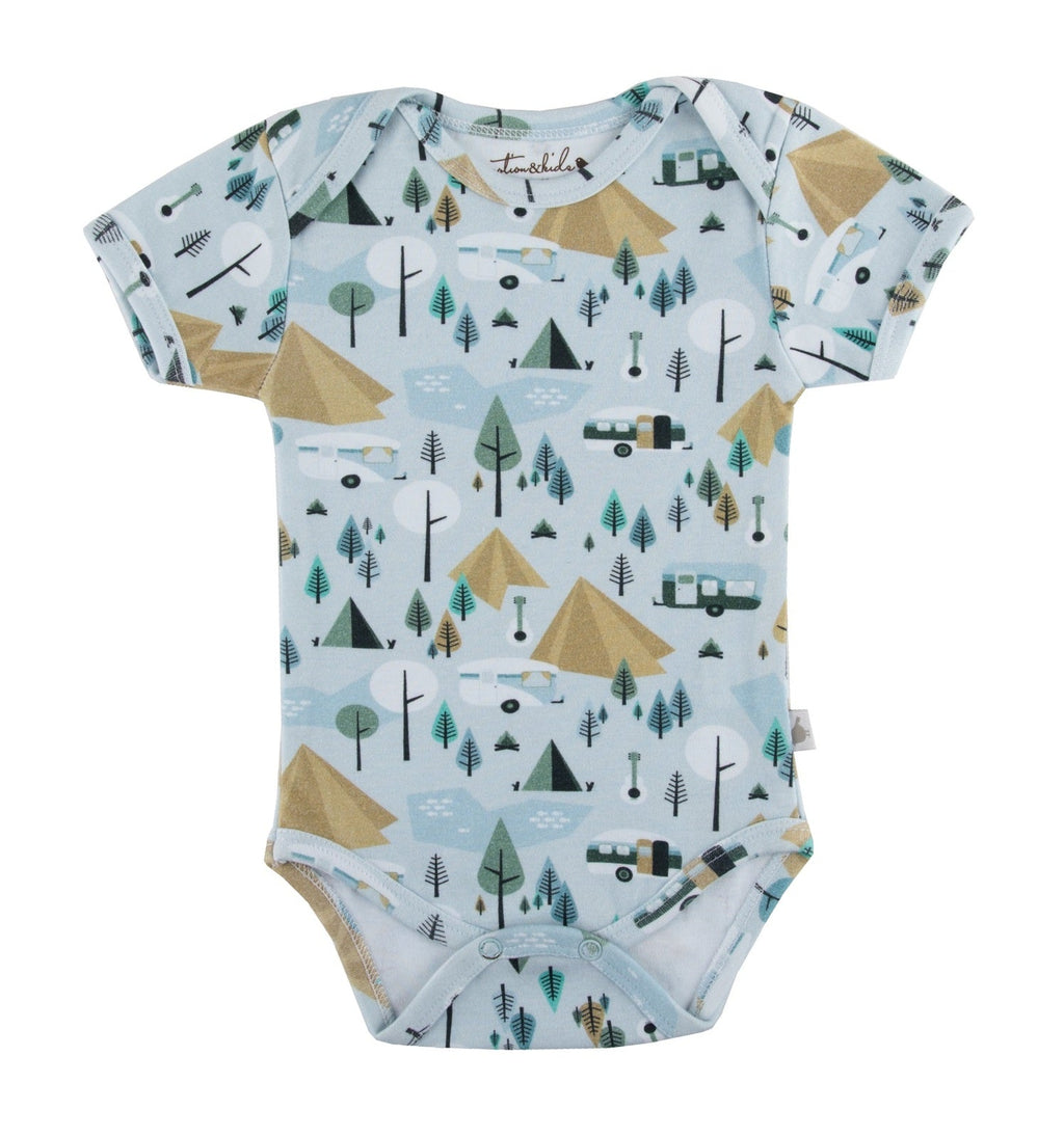Retro Camping Organic Cotton Short Sleeve Bodysuit