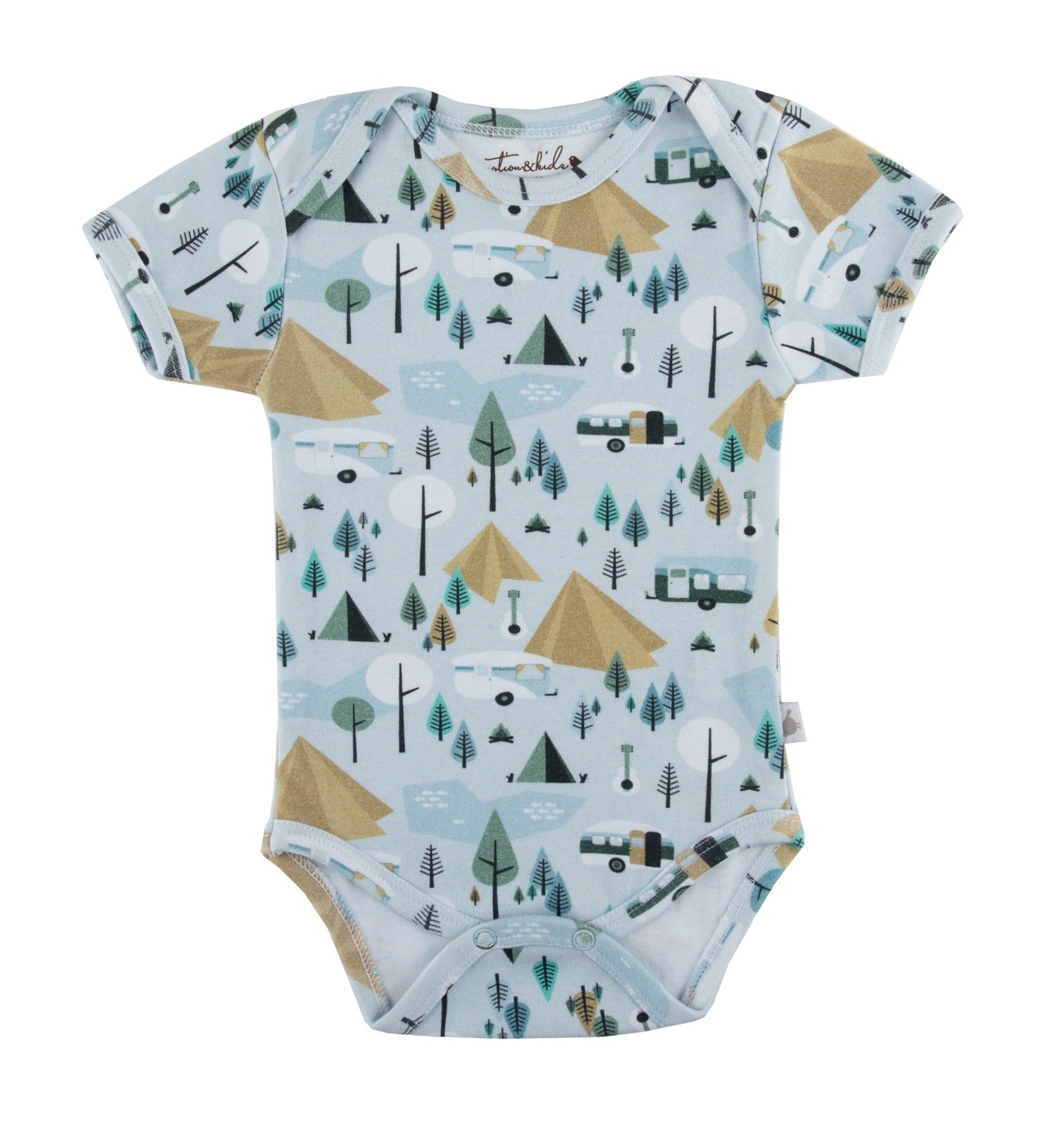 Retro Camping Organic Cotton Short Sleeve Bodysuit