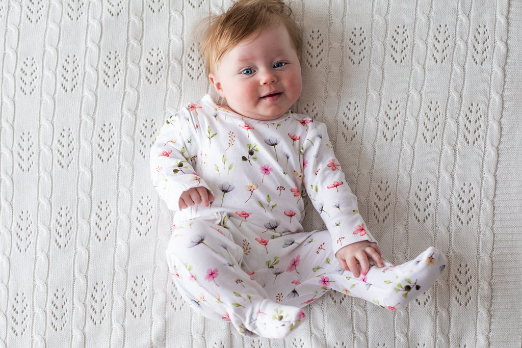 Fleur Organic Cotton Zip & Footed Outfit