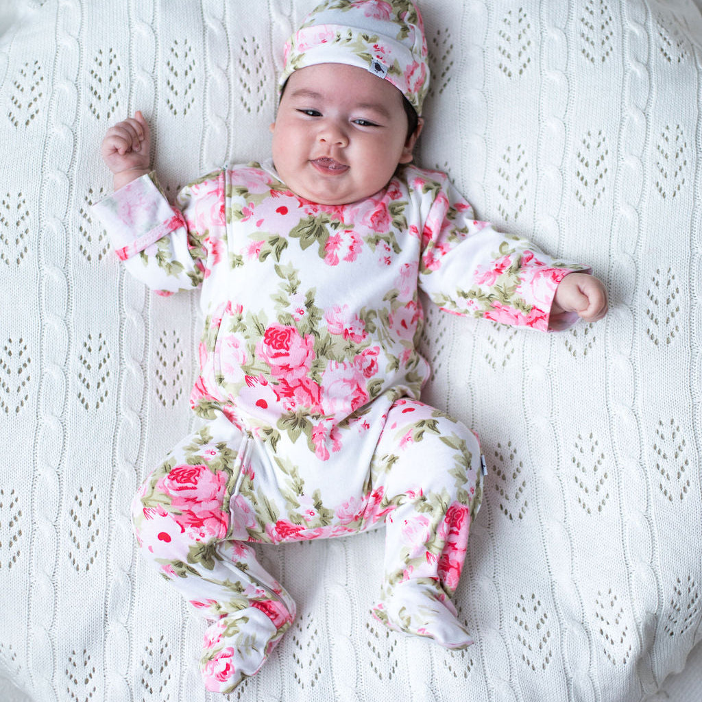Peony Rose Zip & Footed Outfit