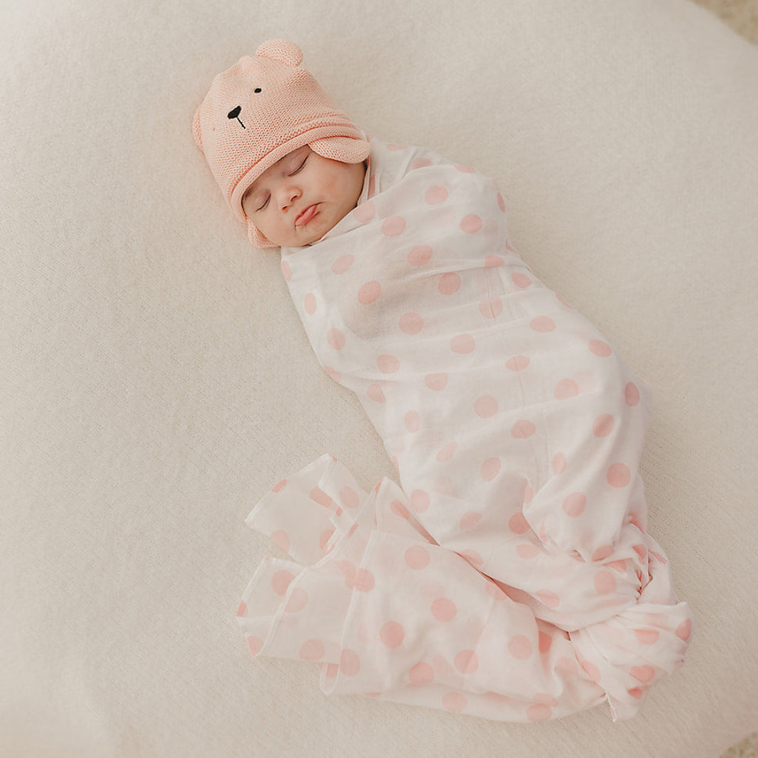 Pink & Pink Spot 2 Pack Muslin Wrap