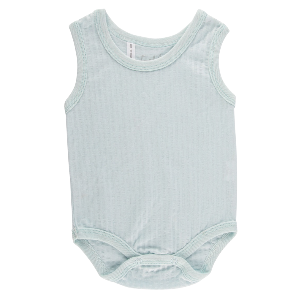 Pale Blue Self Stripe Singlet Suits - 2 Pack