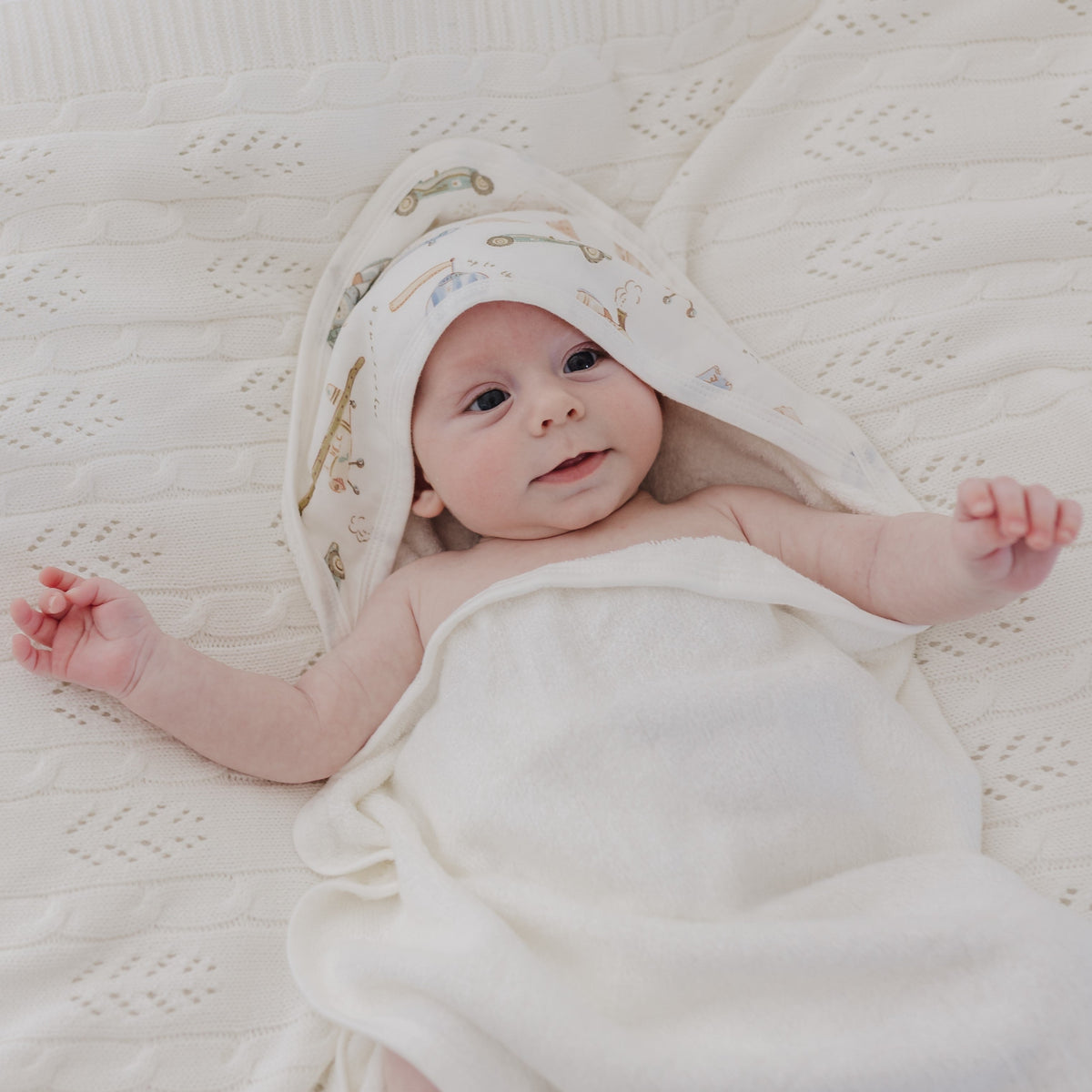 Vintage Transport Baby Hooded Towel
