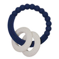 Navy and white silicone rings on a white background