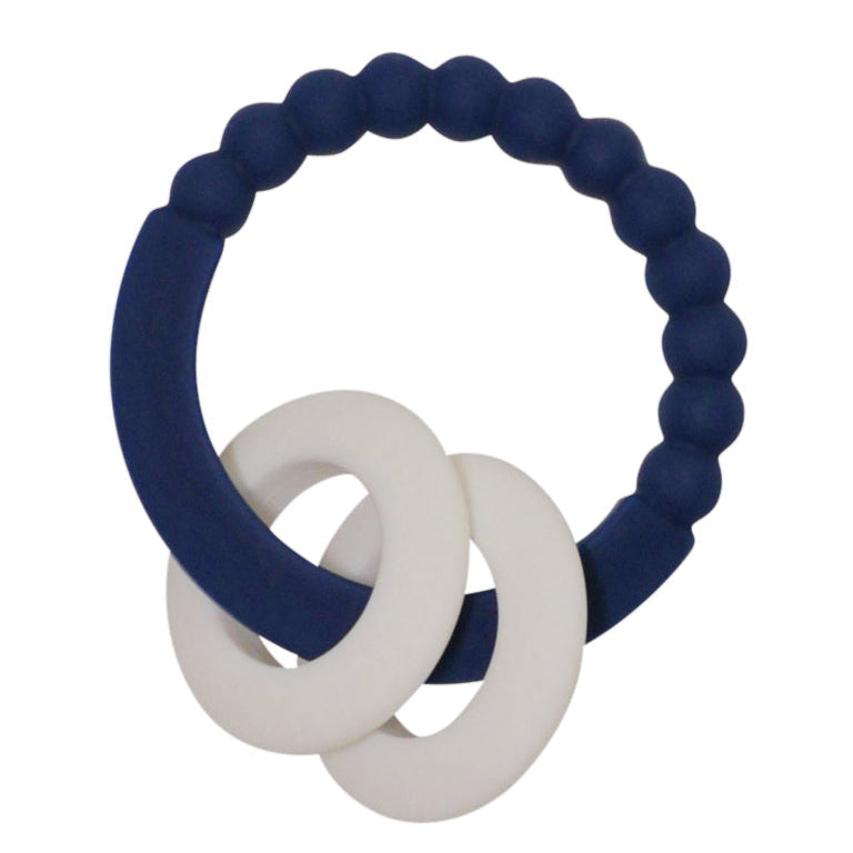 Navy and white silicone rings on a white background