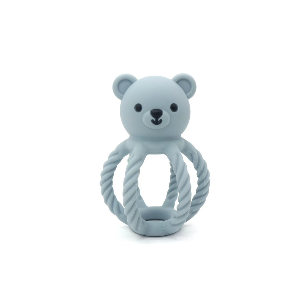 Dusty Blue Bear Silicone Teether and Rattle