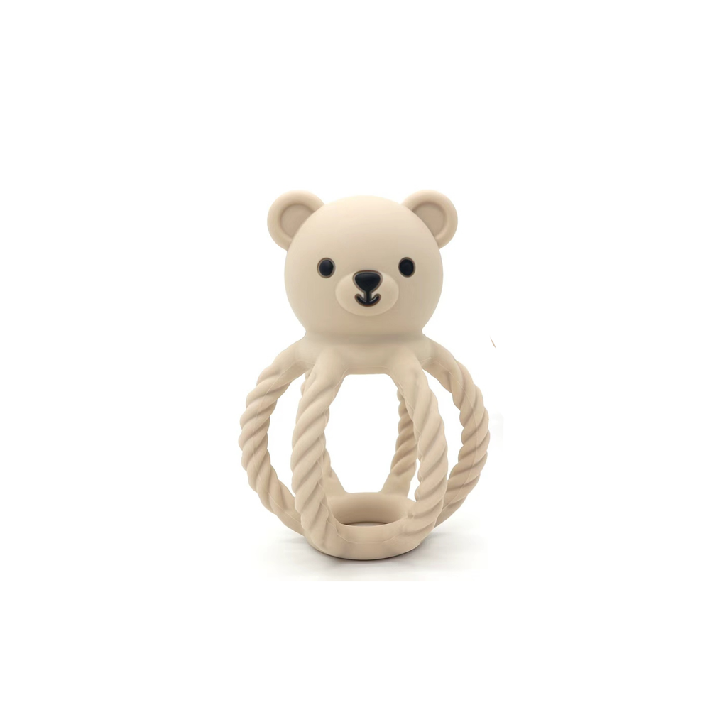 Cream Bear Silicone Teether and Rattle