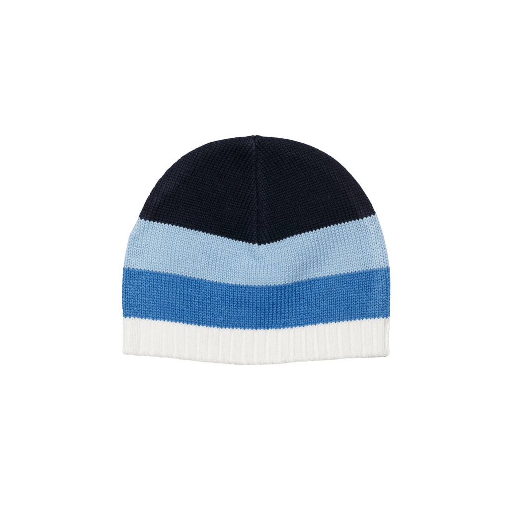 Blue Triple Stripe Knitted Beanie
