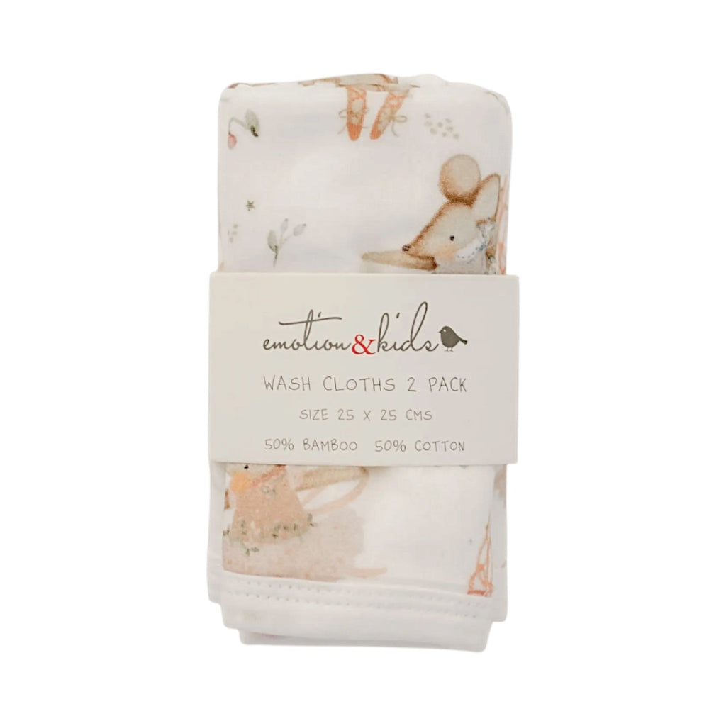 Ballerina Mouse Baby Washcloths - 2 Pack