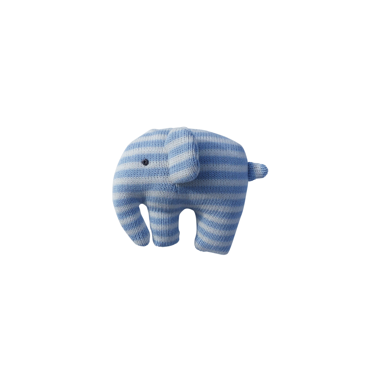 Pale Blue Stripe Knitted Elephant Rattle