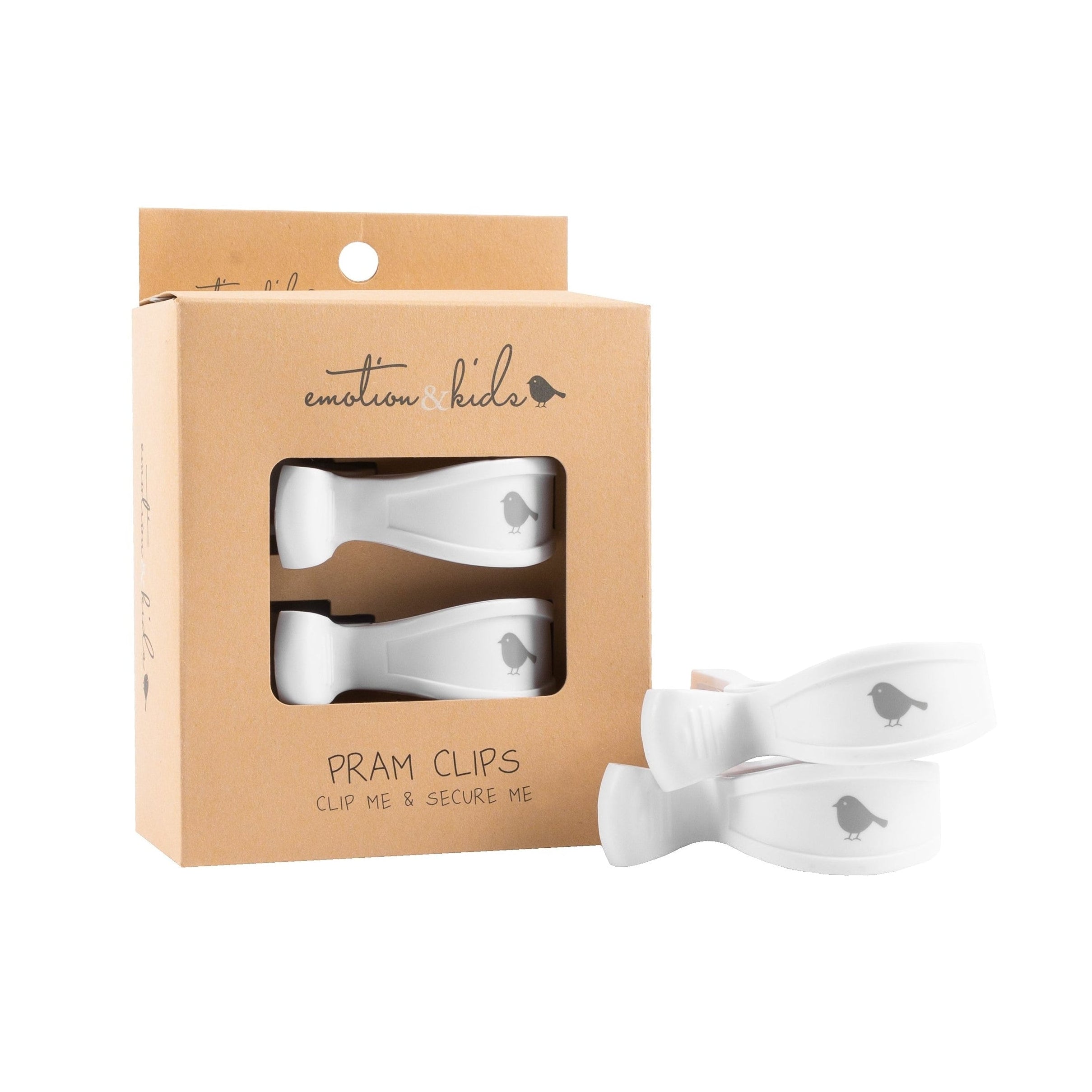 White Pram Clips - 2 Pack