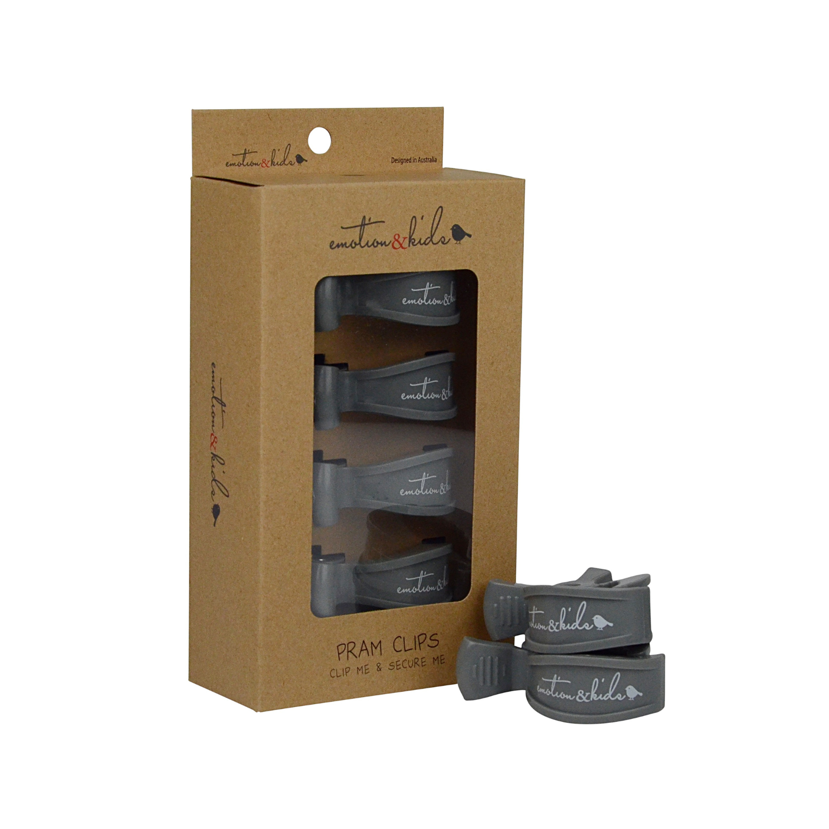 Grey Pram Clips - 4 Pack
