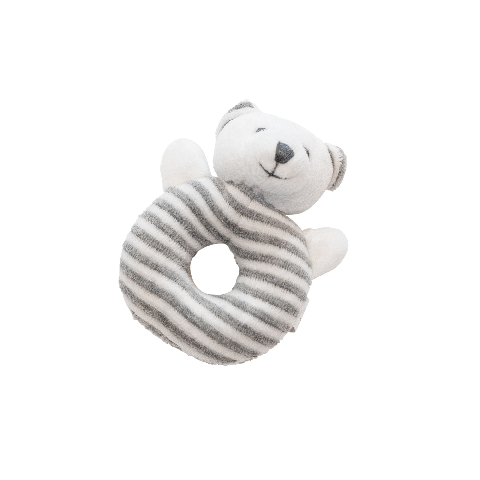 Grey & White Stripe Round Bear Rattle
