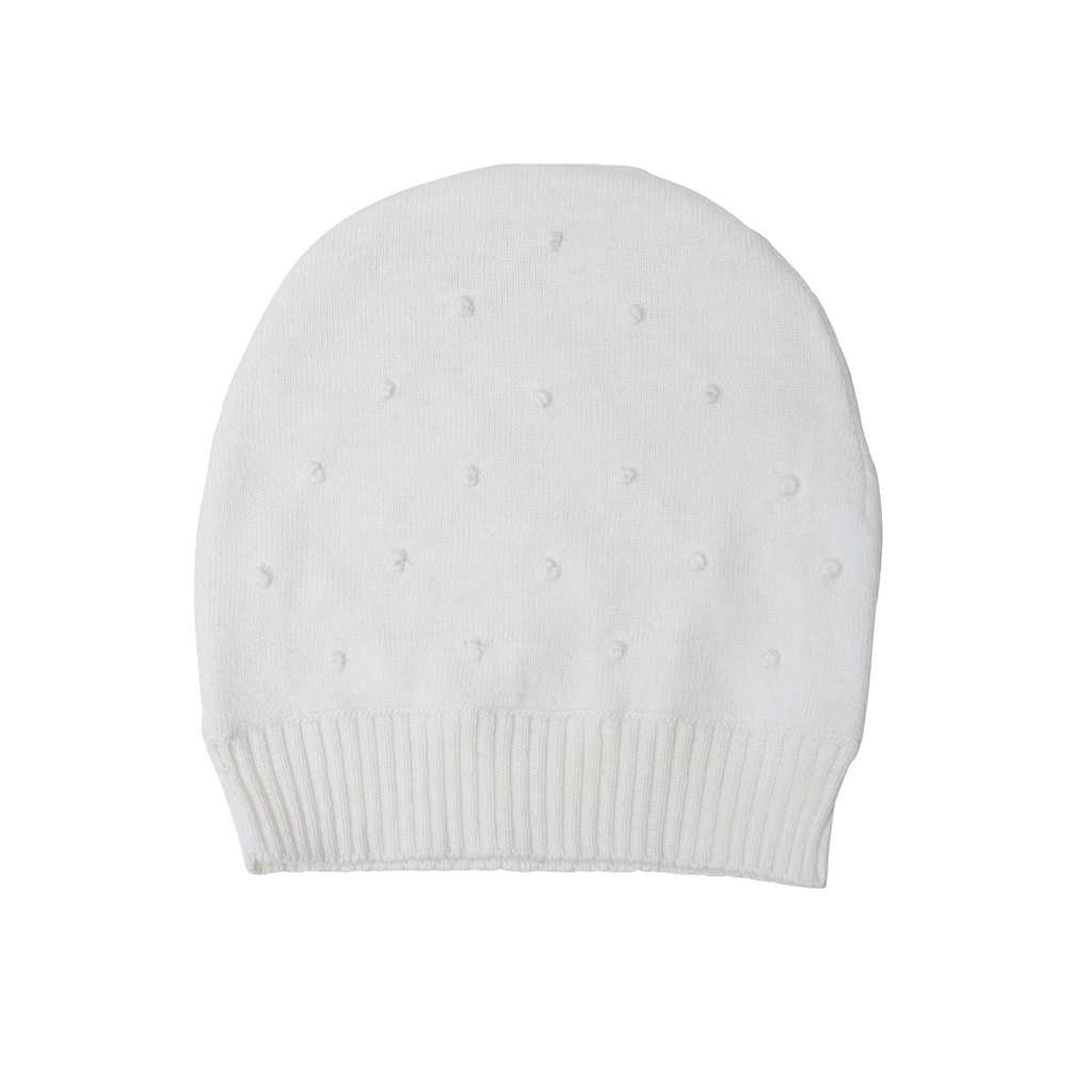 Cream Knot Knitted Beanie