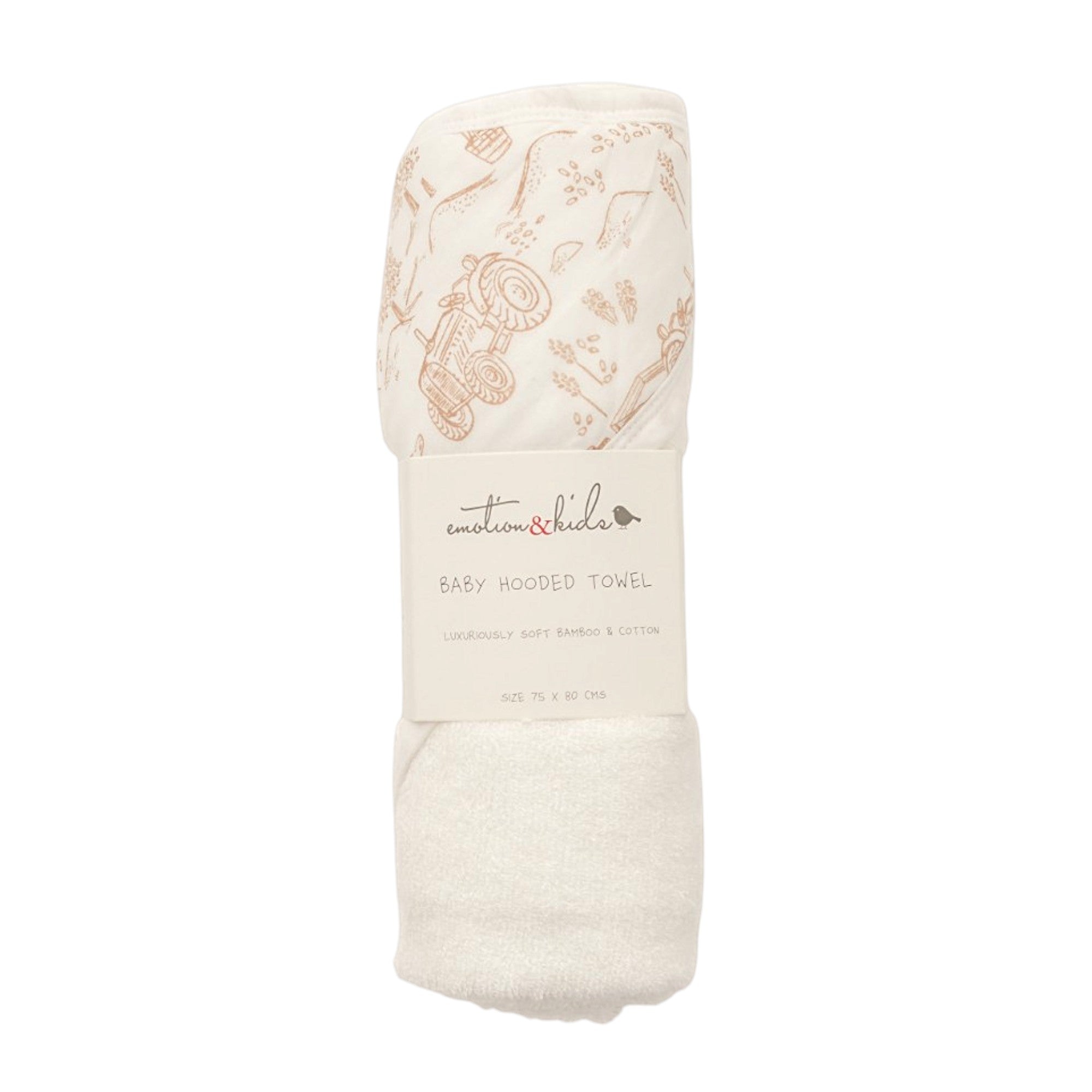 Latte Vintage Farm Baby Hooded Towel