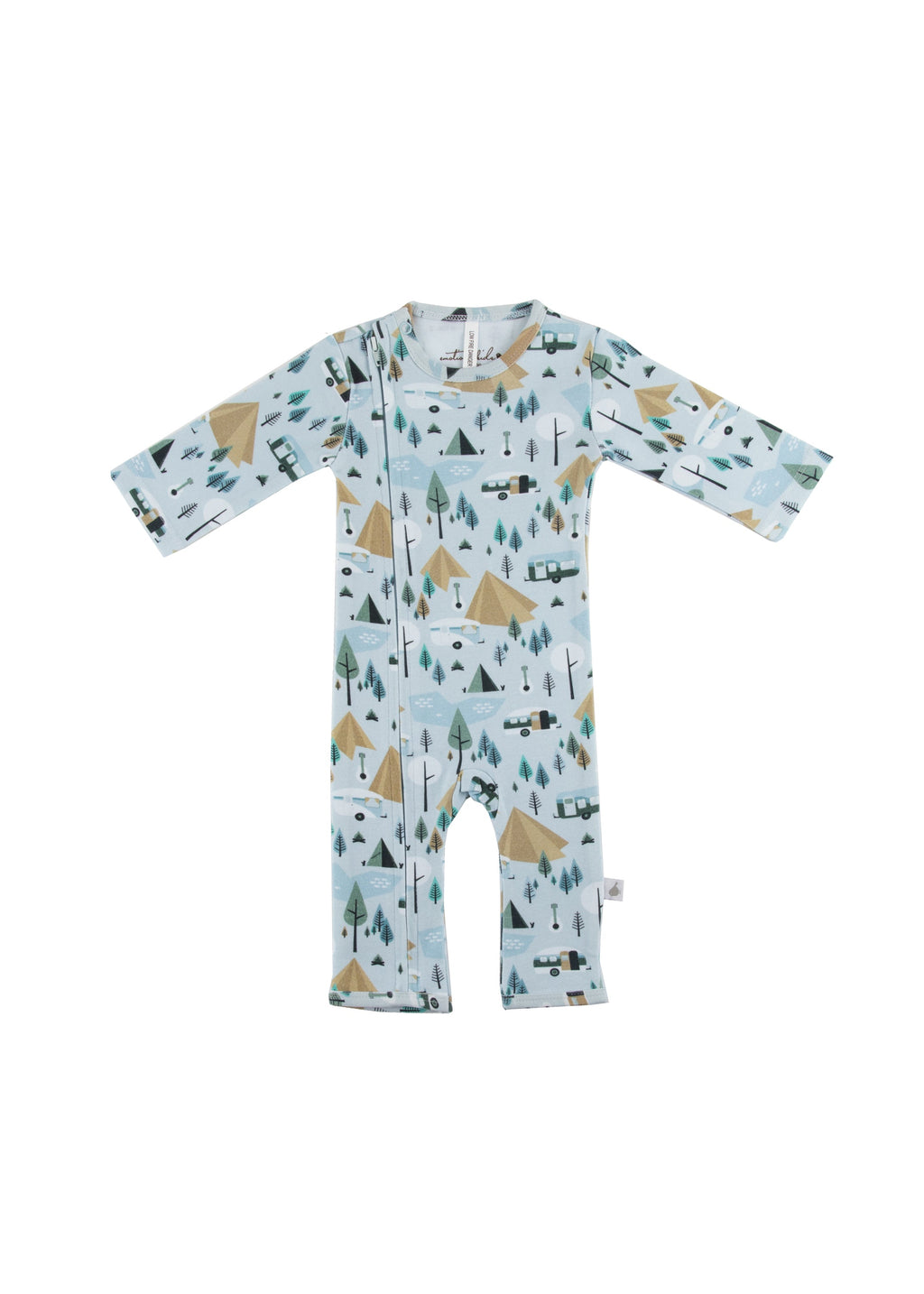 Retro Camping Organic Cotton Long Leg Romper