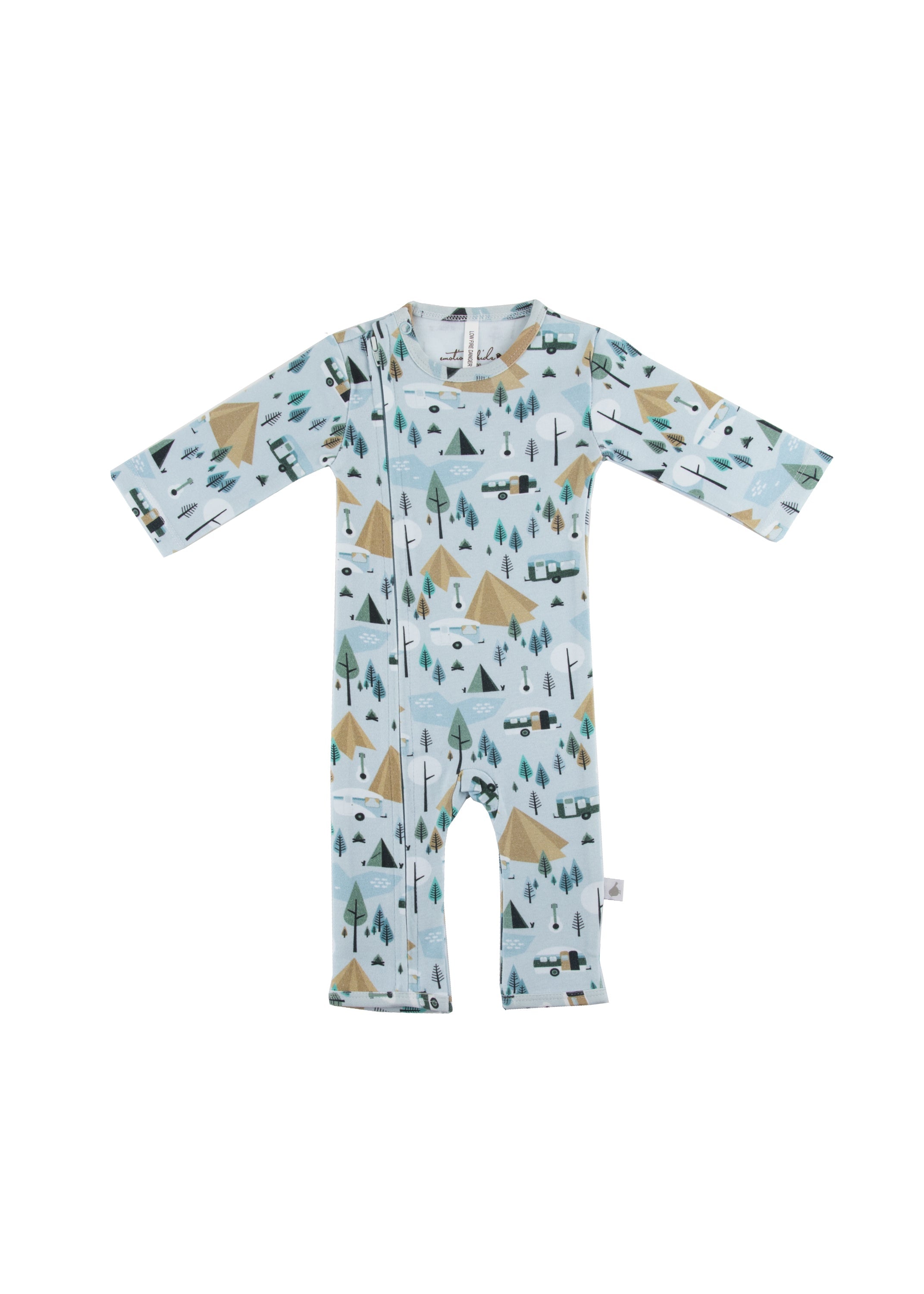 Retro Camping Organic Cotton Long Leg Romper