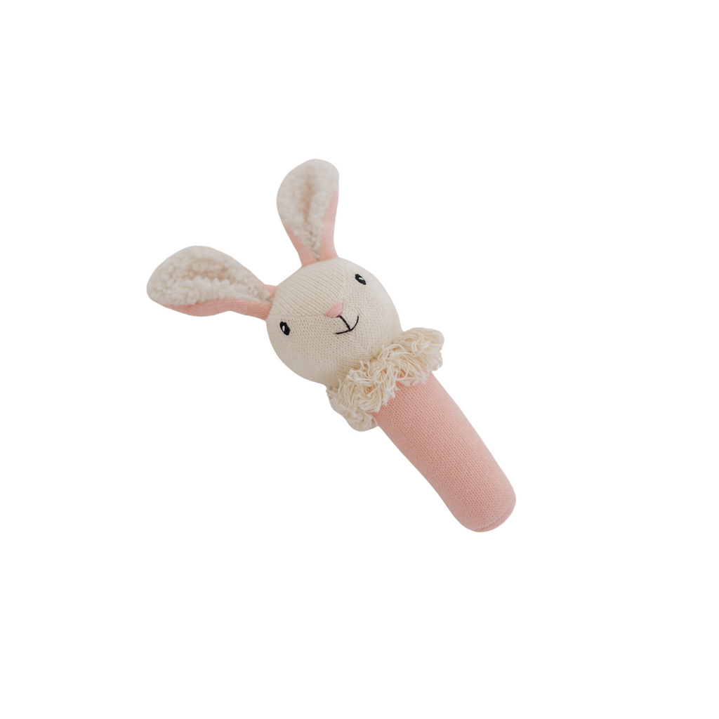 Pink Nibbles Bunny Knitted Rattle