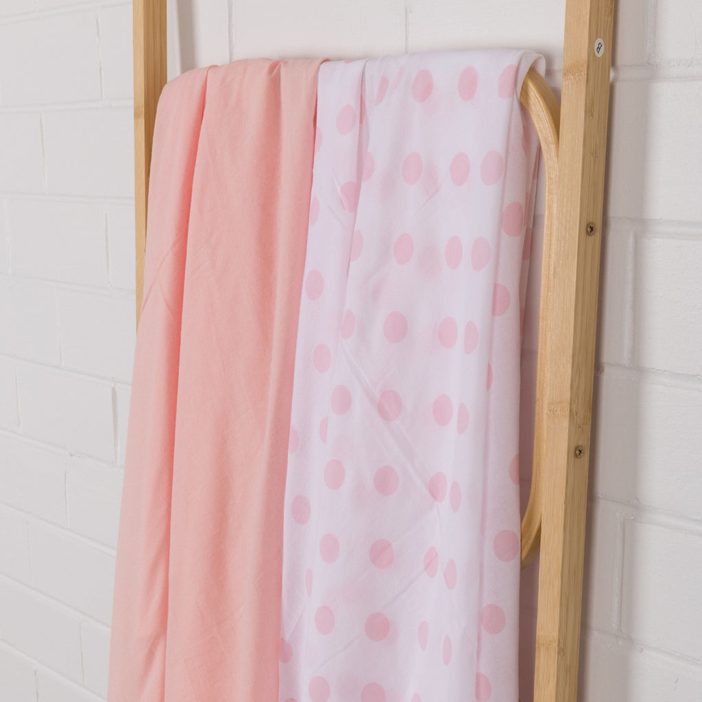 Pink & Pink Spot 2 Pack Muslin Wrap