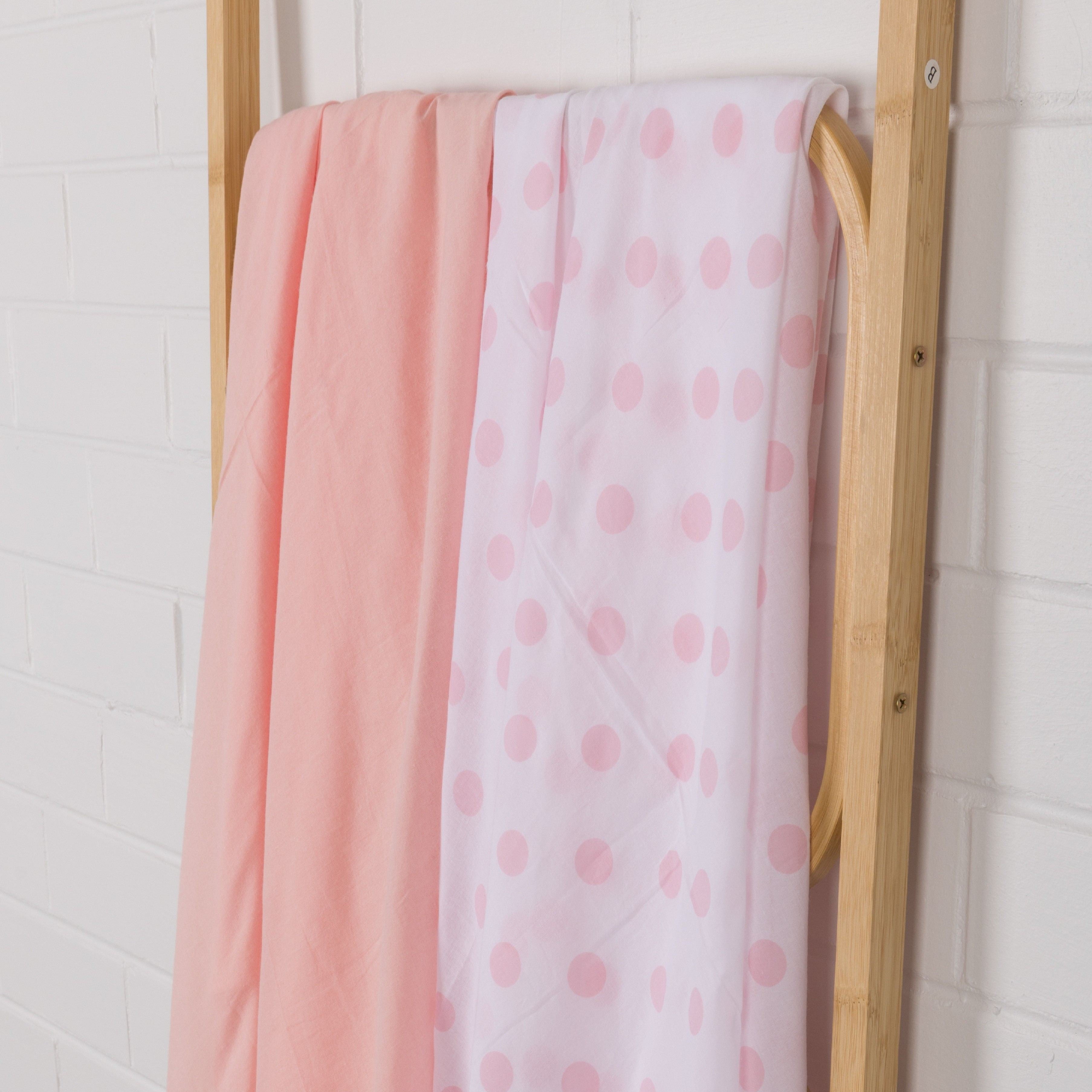 Pink & Pink Spot 2 Pack Muslin Wrap