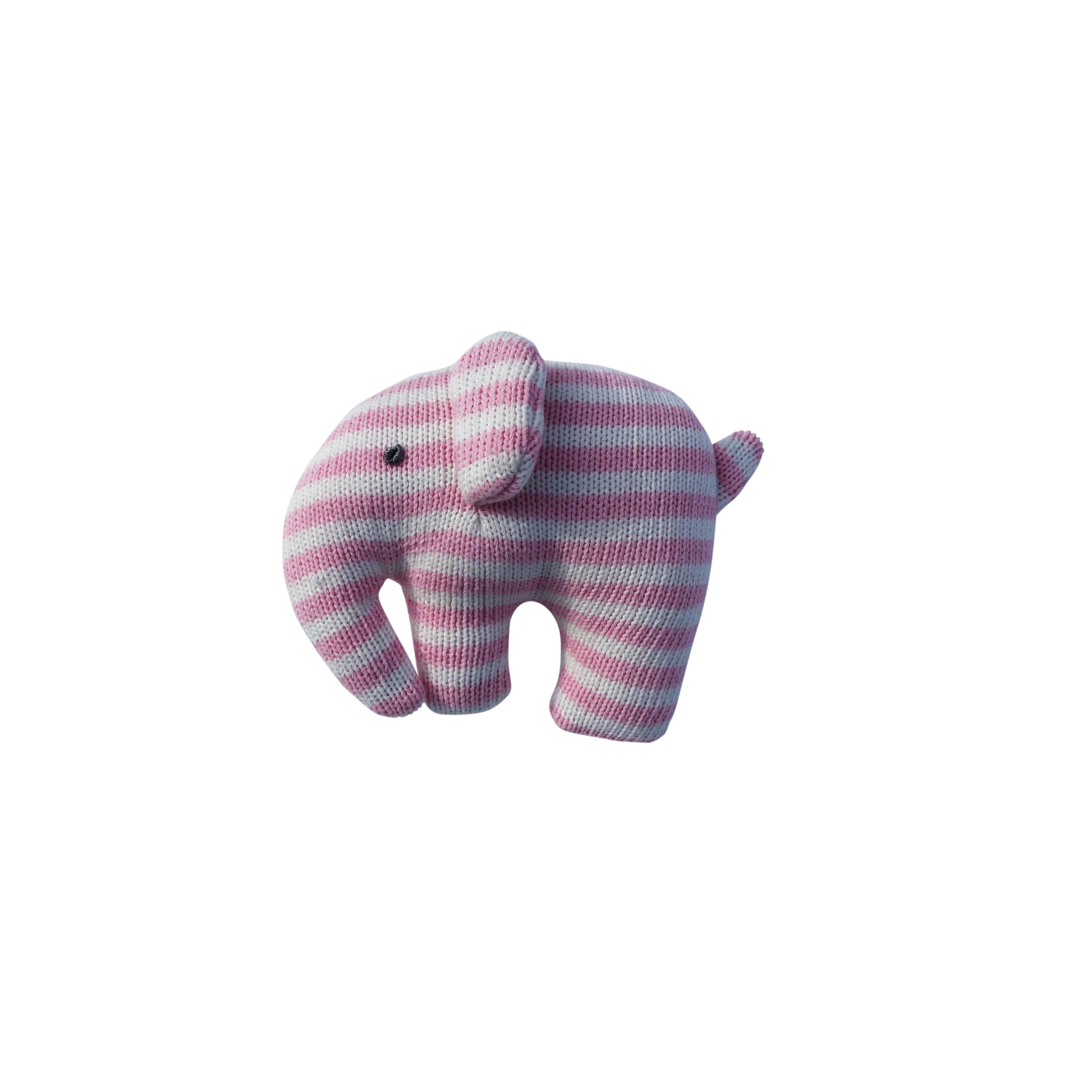Pink Stripe Knitted Elephant Rattle