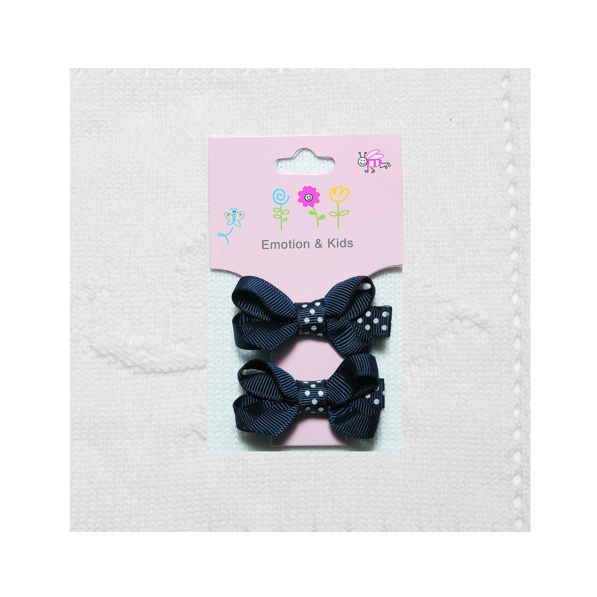 Navy Bow Hair Clips with Polka Dot Tie | 2 Pack