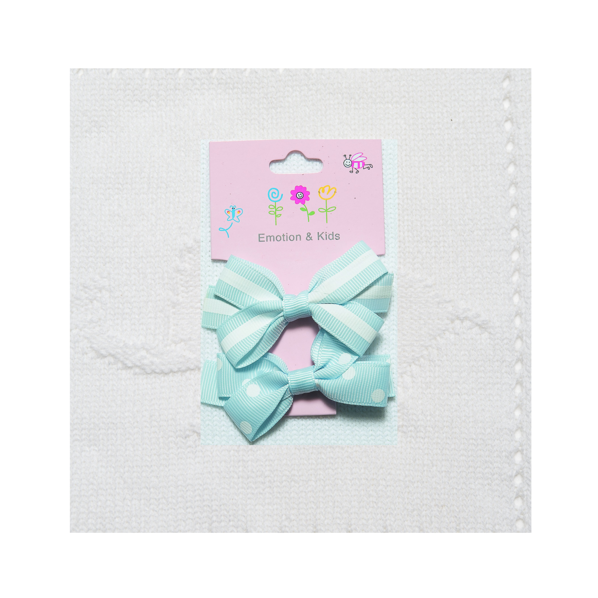 Blue Stripe & Spot Large Bow Hair Clips | 2 Pack