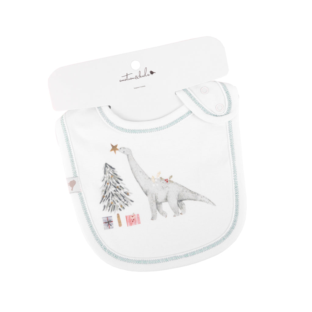 Christmas Dino Organic Cotton Bib